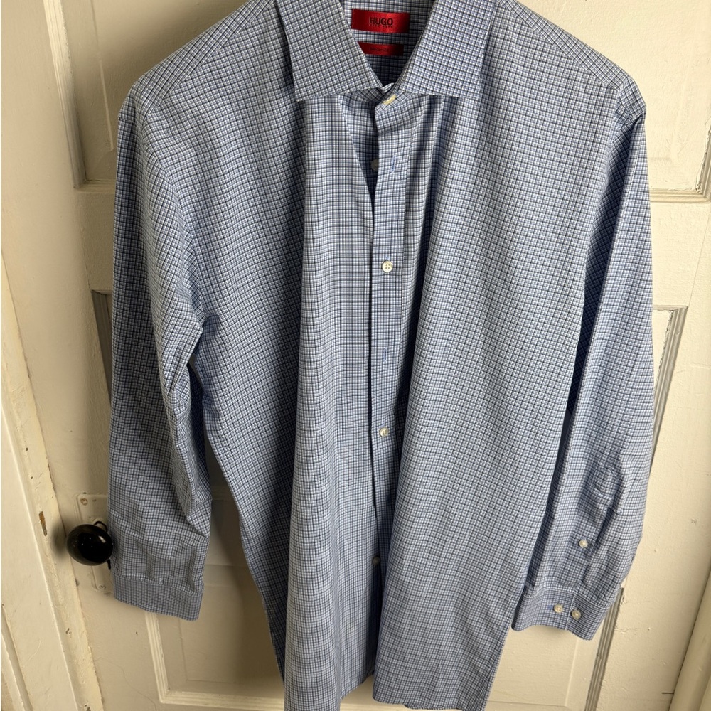 HUGO by Hugo Boss Modern Fit Dress Shirt – Blue Check Pattern